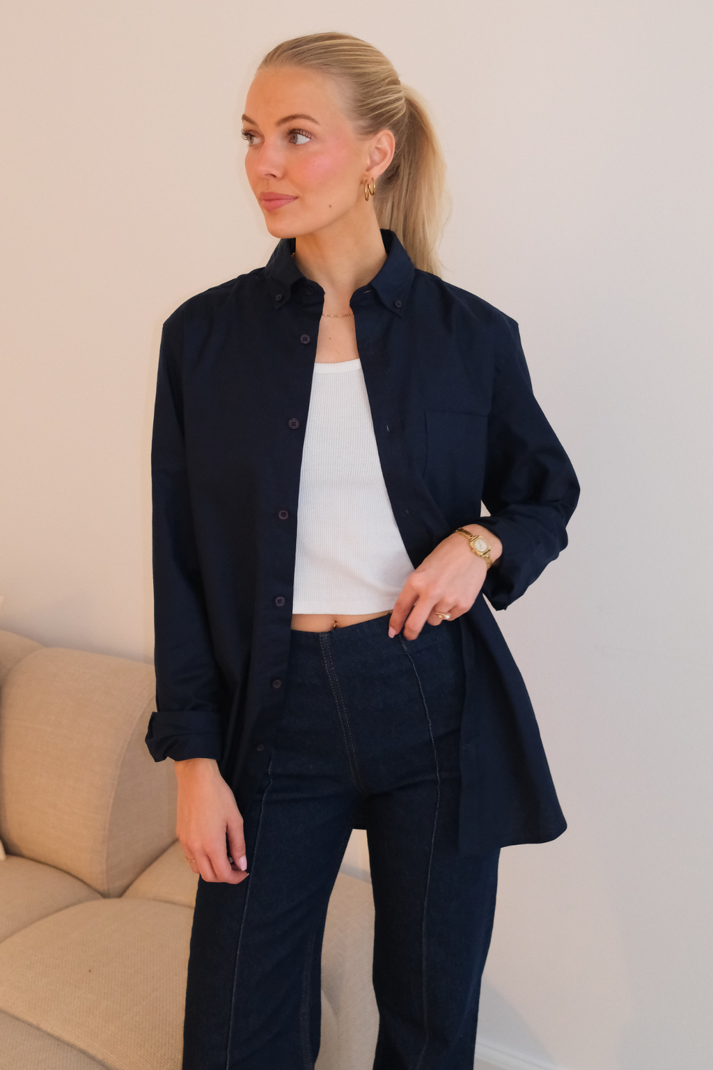 Boyfriend Oxford Shirt - Navy