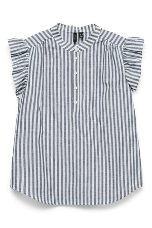 Top con volantes Selma - Blazer azul marino - Blanco nieve