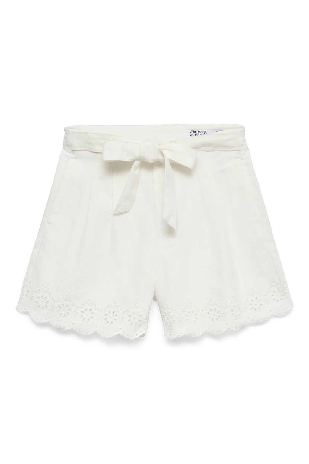 Airla Color Suelto Brod Shorts - Blanco brillante