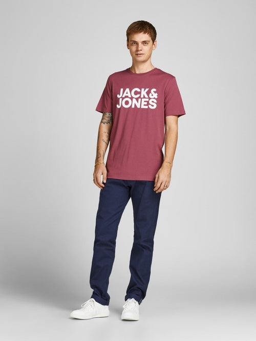 Ecorp Logo Tee O - Neck - Hawthorn Rose - TeeShoppen Group™ - T - shirt - Jack & Jones