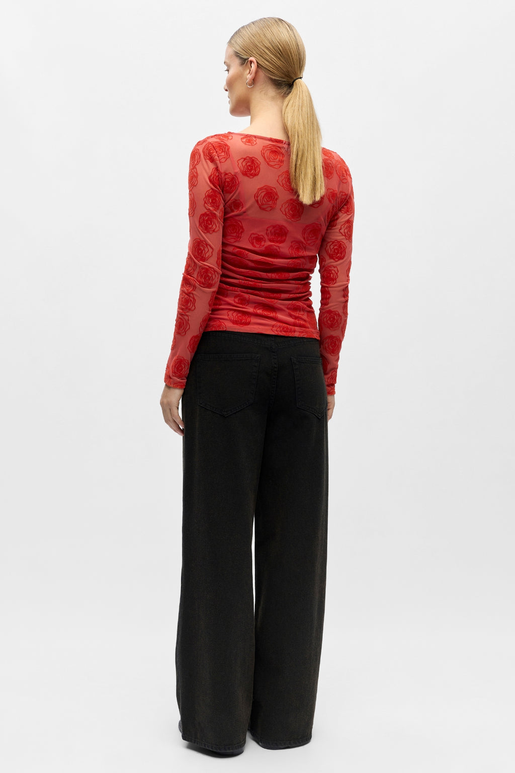 Elodie Top - Cranberry Poinsette Roses