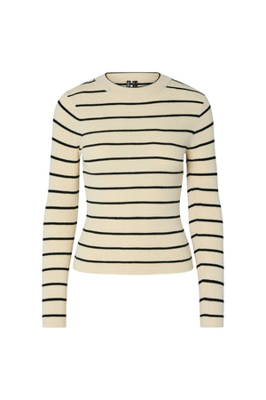 Mira New O-Neck Knit - Birch/Black