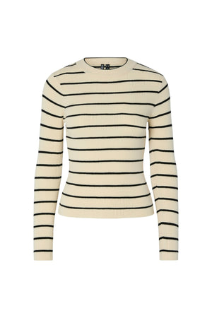 Mira New O-Neck Knit - Birch/Black