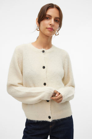 Novah O-Neck Button Cardi - Birch