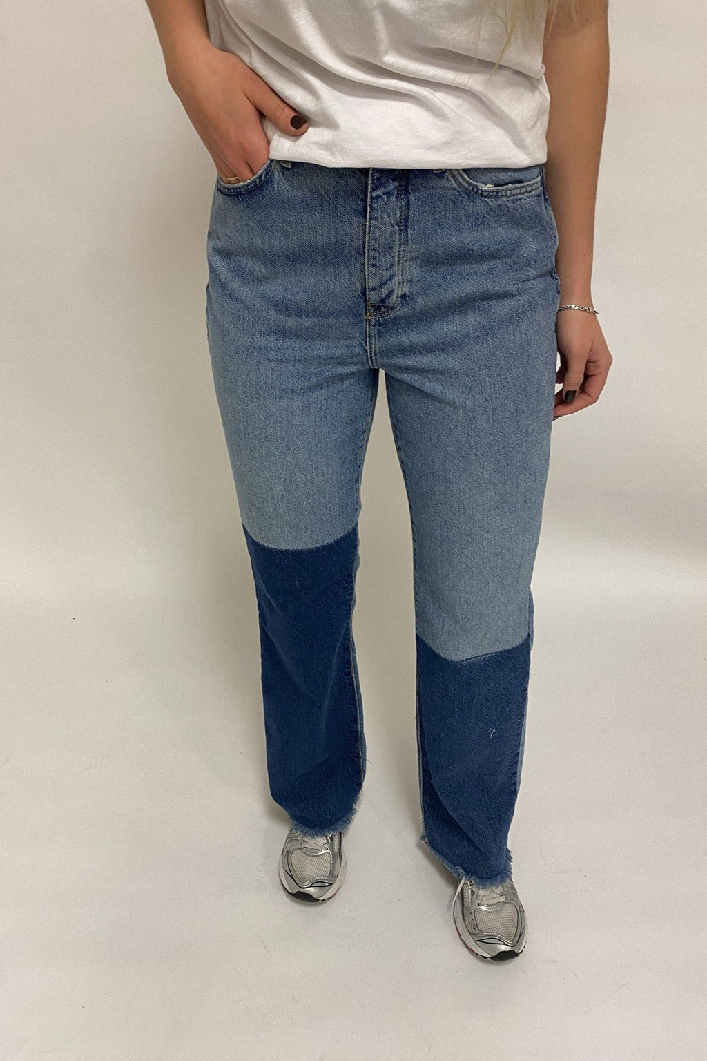 Zikka Color Block Pants - Medium Blue Denim