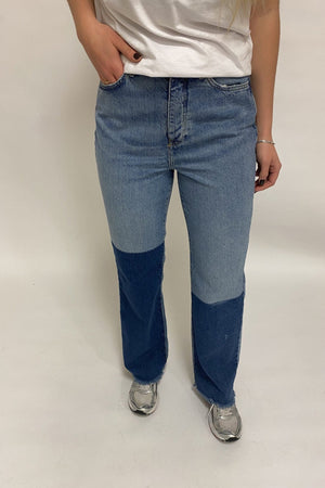 Zikka Color Block Pants - Medium Blue Denim