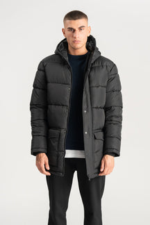 Long Puffer Jacket - Black