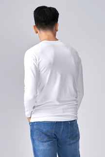 Camiseta muscular de manga larga-blanco