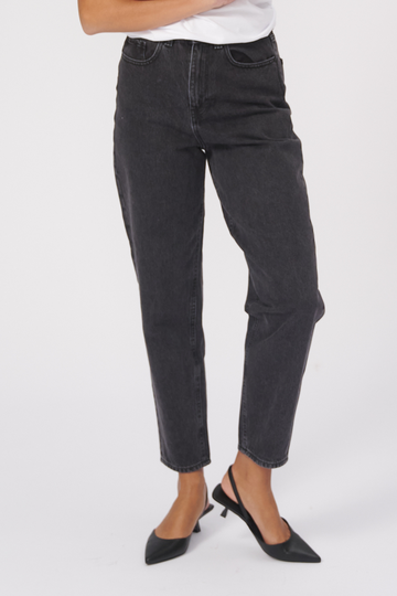 The Original Performance Mom Jeans - Washed Black Denim