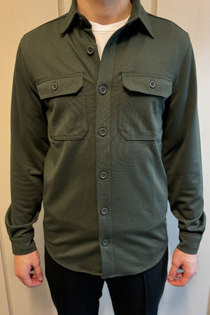 Performance Regular Overshirt - Oliva oscura