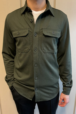 Performance Regular Overshirt - Oliva oscura