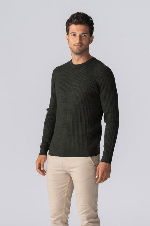 Pullover Cable Knit - Army - TeeShoppen Group™