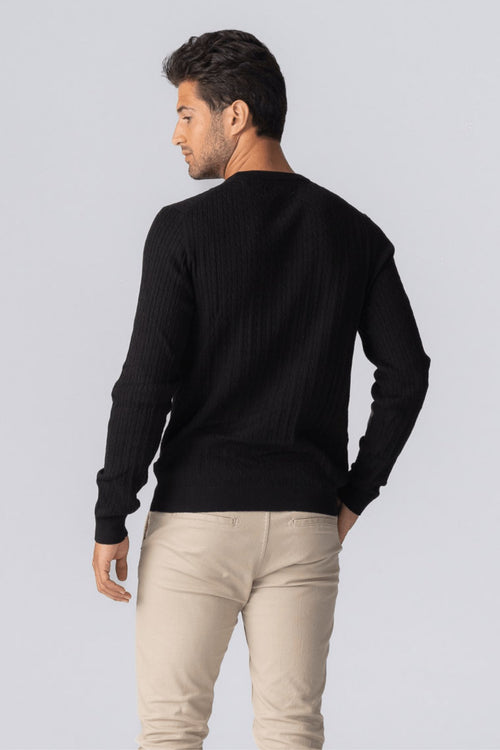 Pullover Cable Knit - Black - TeeShoppen Group™