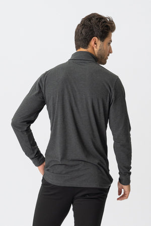 Roll collar sweater - Dark Gray - TeeShoppen Group™