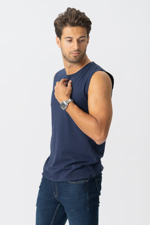 Sleeveless Tee - Navy - TeeShoppen Group™