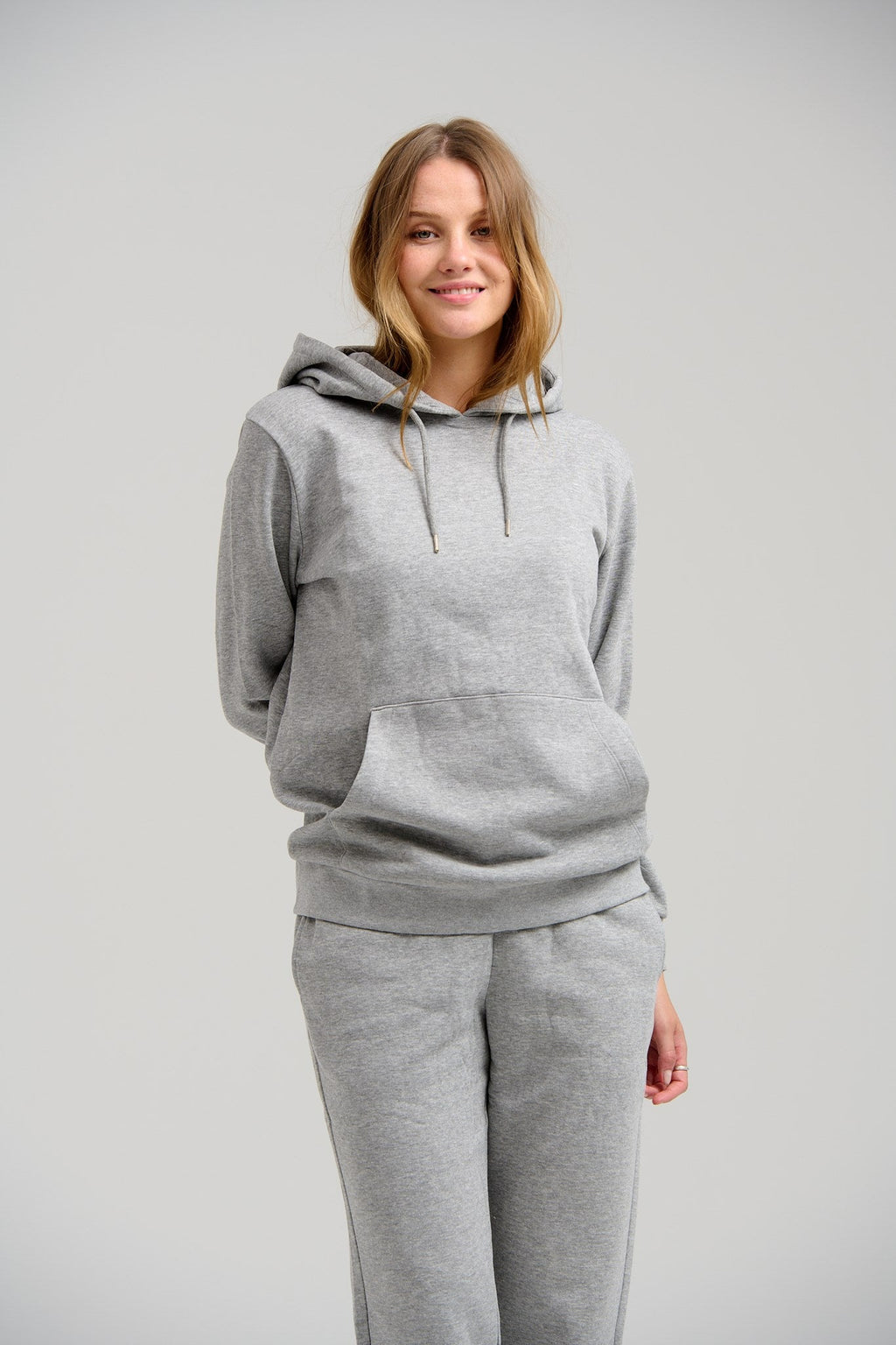 Sudor de sudadera con capucha básica - Melange gris claro