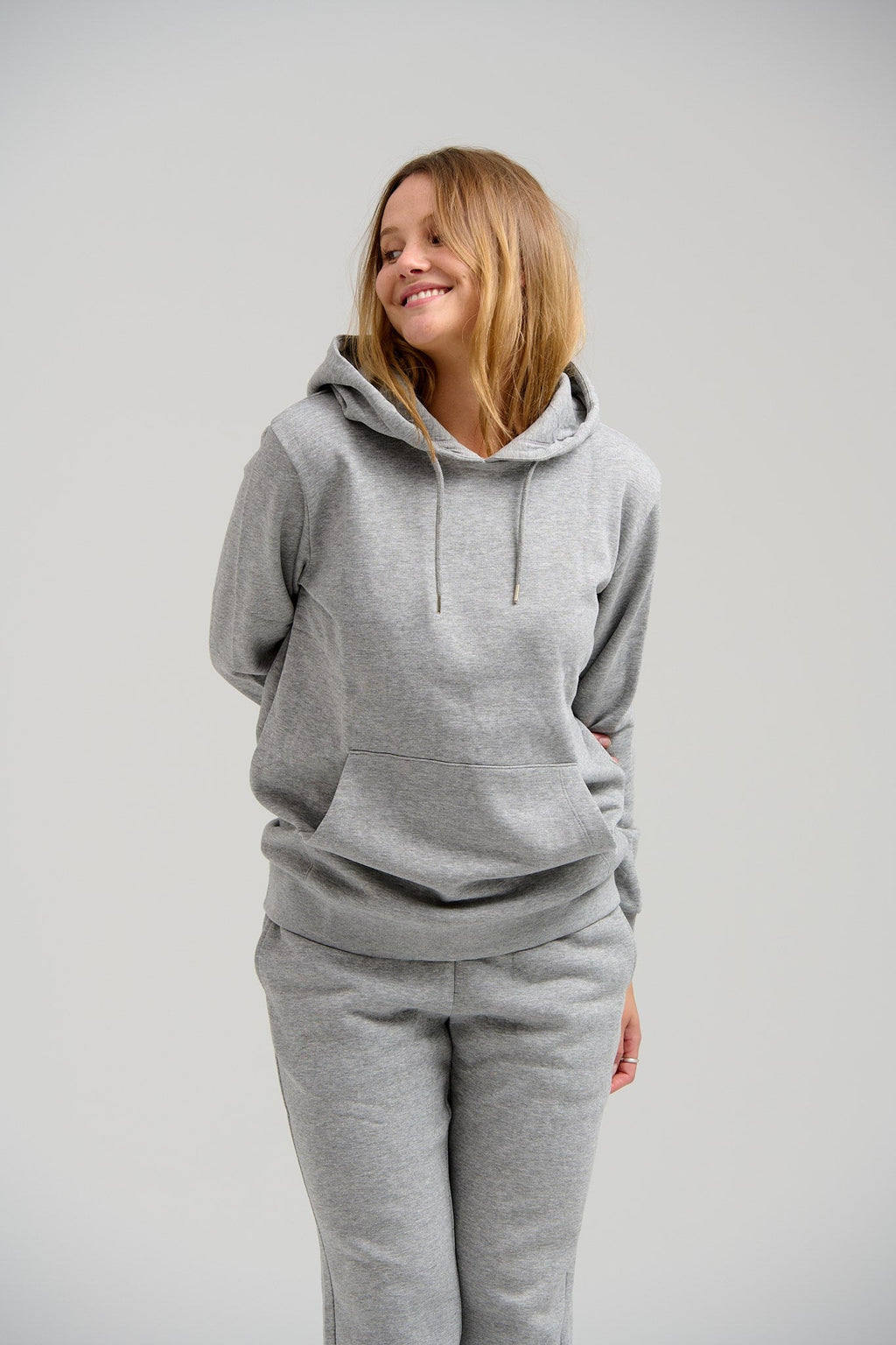 Sudor de sudadera con capucha básica - Melange gris claro