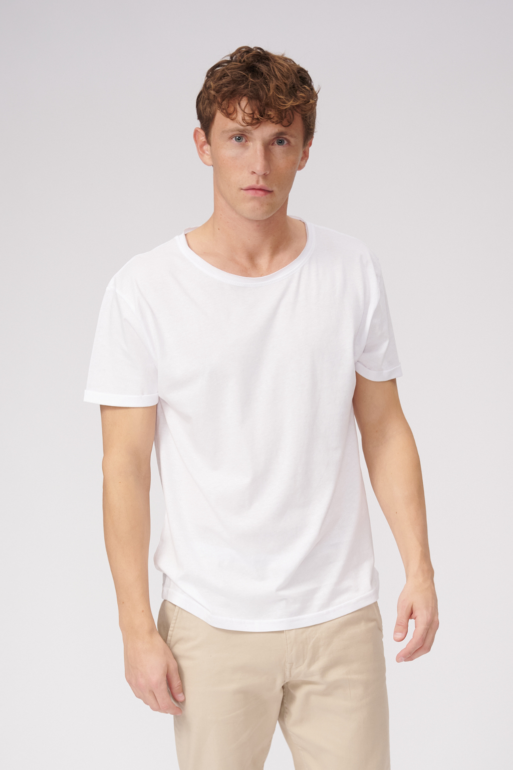 Camiseta de cuello crudo - blanco