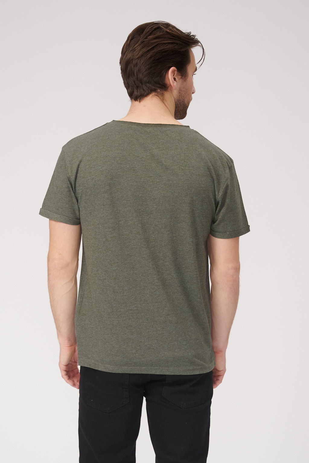 Raw Neck T-shirt - Mottled Green