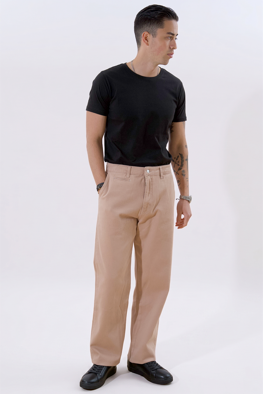 Chino recto de algodón - Beige