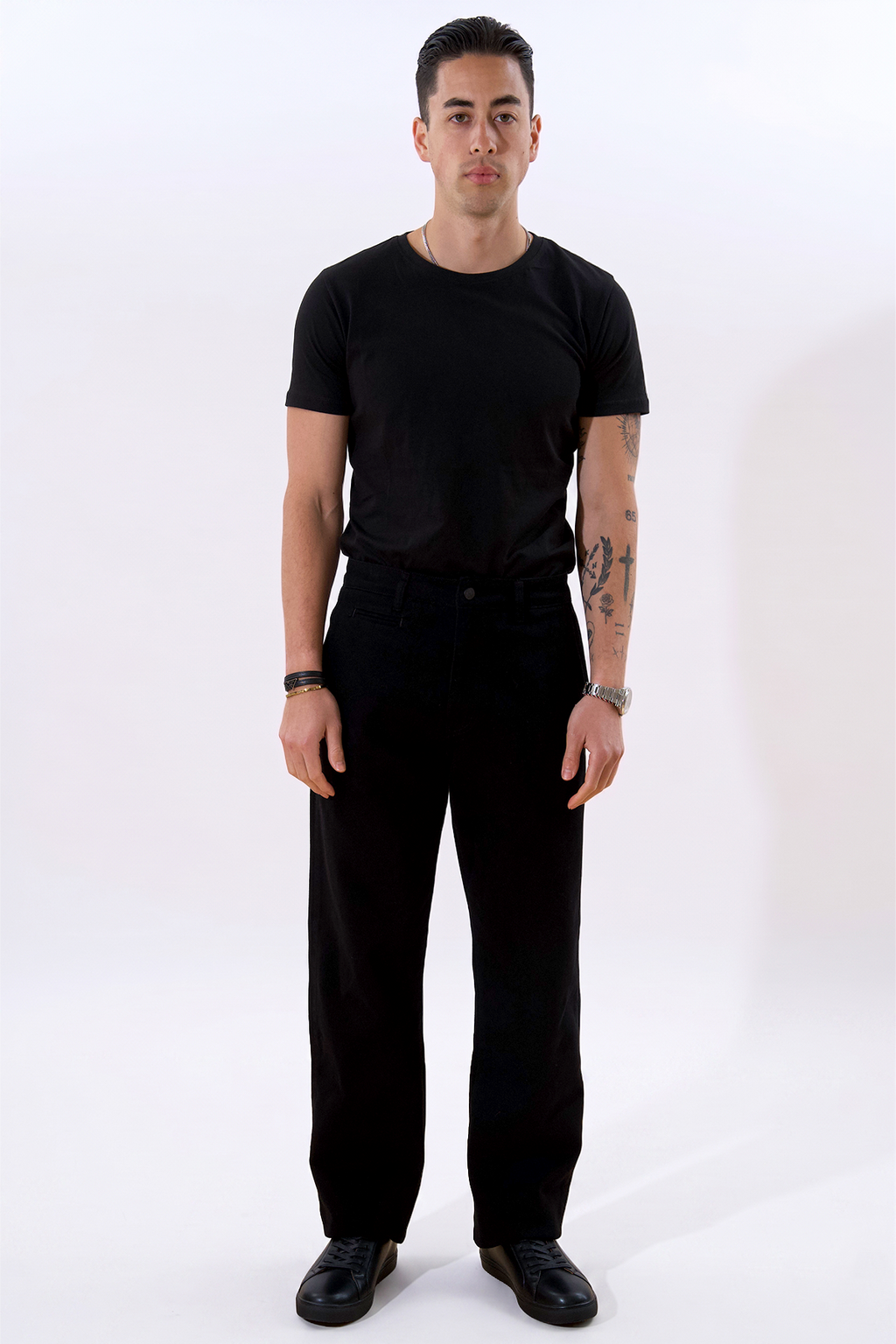 Chinos rectos de algodón - Negro