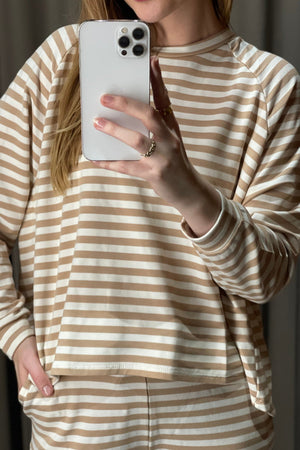 Stripped Long Sleeve Regular Fit - Beige