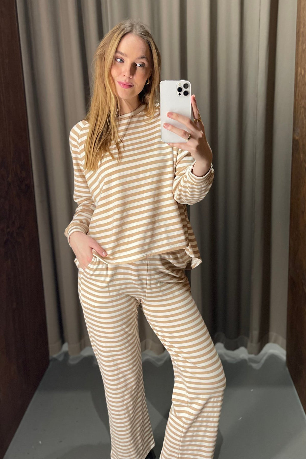 Stripped Pants - Beige