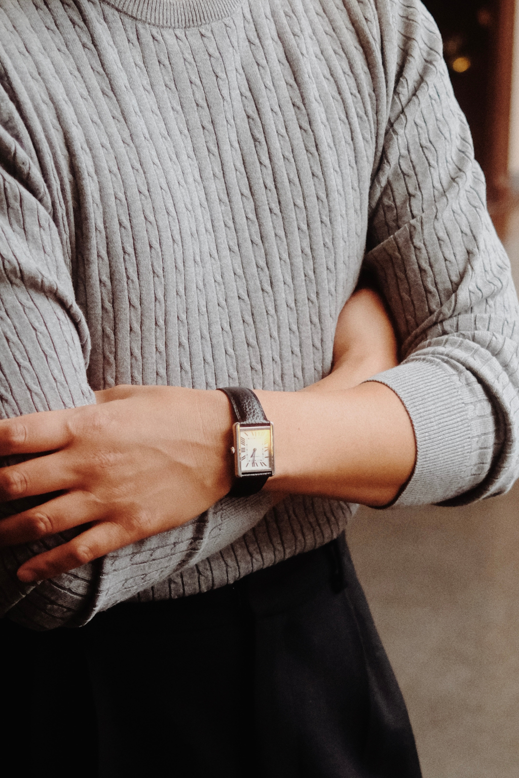 Jersey de Punto por Cable - Gris Melange