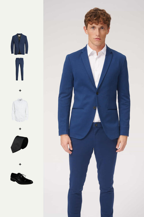 The Original Performance Suit (Blue) + Shirt, Tie & Derby Shoes - Package Deal - TeeShoppen Group™