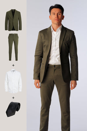 The Original Performance Suit™️ (Verde Oscuro) + Camisa y Corbata - Paquete Especial