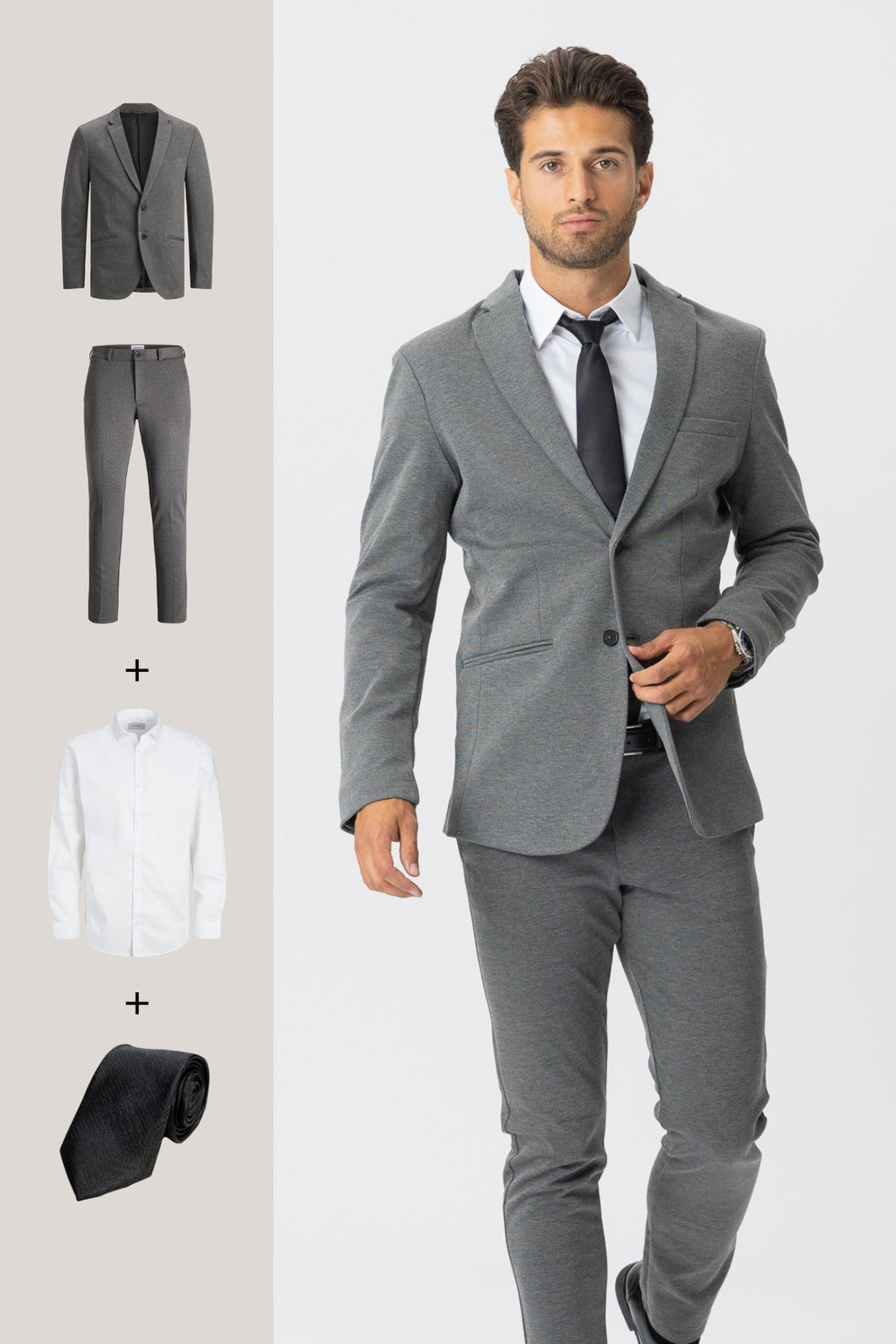 The Original Performance Suit™️ (Gris Oscuro) + Camisa y Corbata - Package Deal