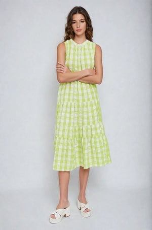 Sody Calf Highneck Dress - Shadow Lime