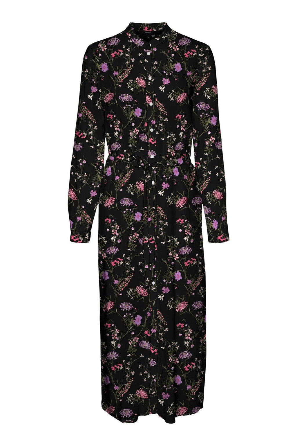 Vestido fácil de camisa de manga larga - morado