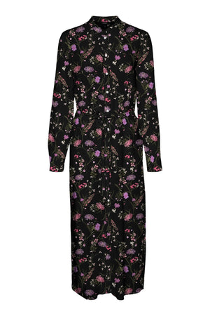 Vestido fácil de camisa de manga larga - morado