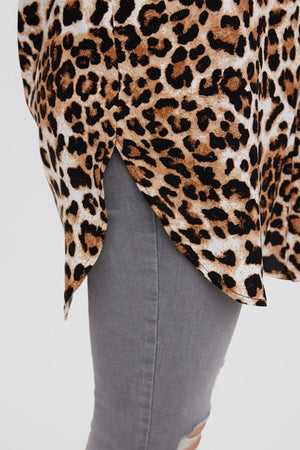 Camisa larga fácil - Tan