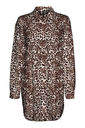 Camisa larga fácil - Tan