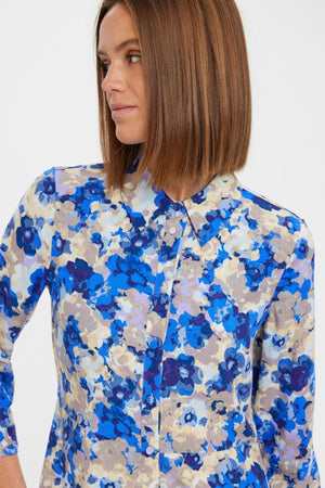 Vestido de camisa Elly 3/4 - Azul Náutico