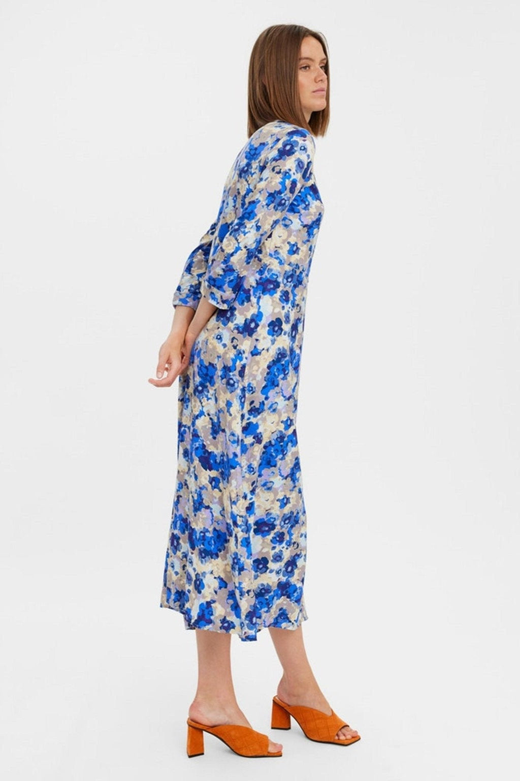 Vestido de camisa Elly 3/4 - Azul Náutico