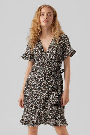 Henna Mini Wrap Dress - Oatmeal