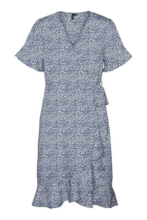Henna Mini Wrap Dress - China Blue