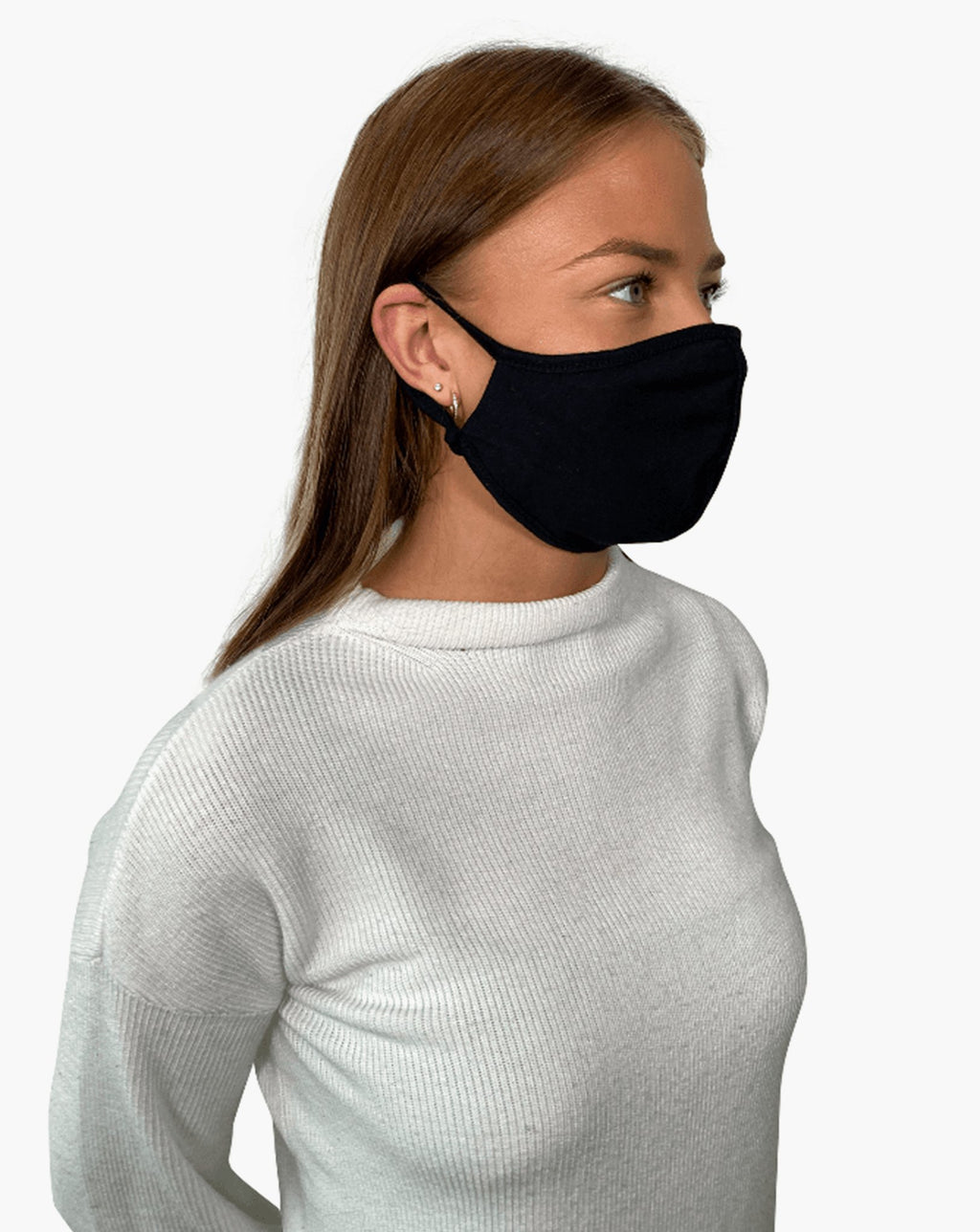 10 pcs. Máscara de tela con 3 capas - negro (algodón orgánico)