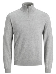 Basic Knit High Zip - Melange gris claro