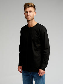 Camiseta básica de manga larga-negro