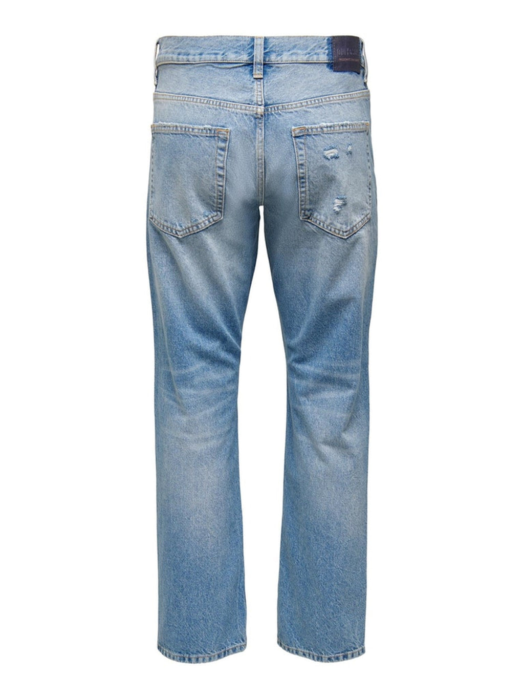 Jeans sueltos de borde - mezclilla azul claro