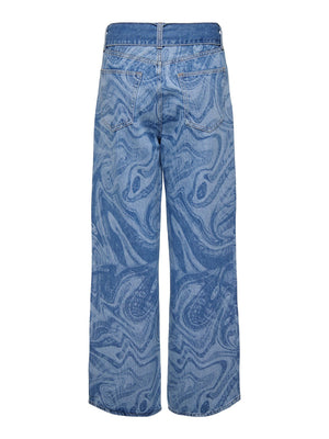 Esther Hope Print - Medium Blue Denim - TeeShoppen Group™ - Pants - ONLY