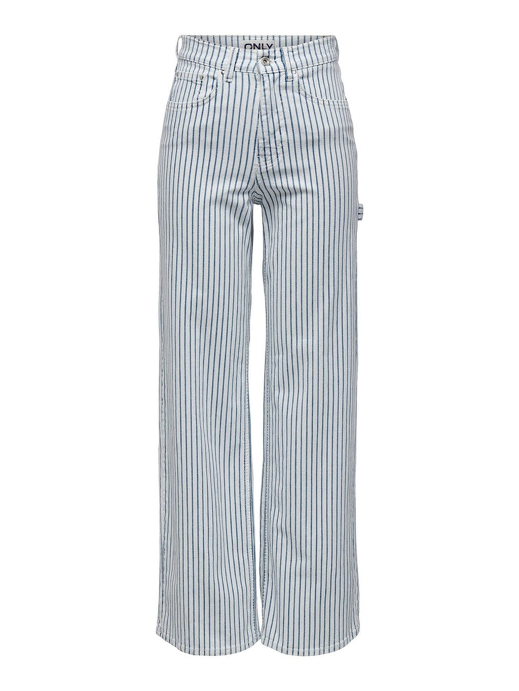 Esperanza a rayas de cintura alta Pants - Blanco azul