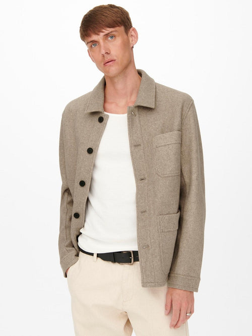 Jax Overshirt Jacket - Chinchilla - TeeShoppen Group™ - Formal Shirts & Blouses - Only & Sons