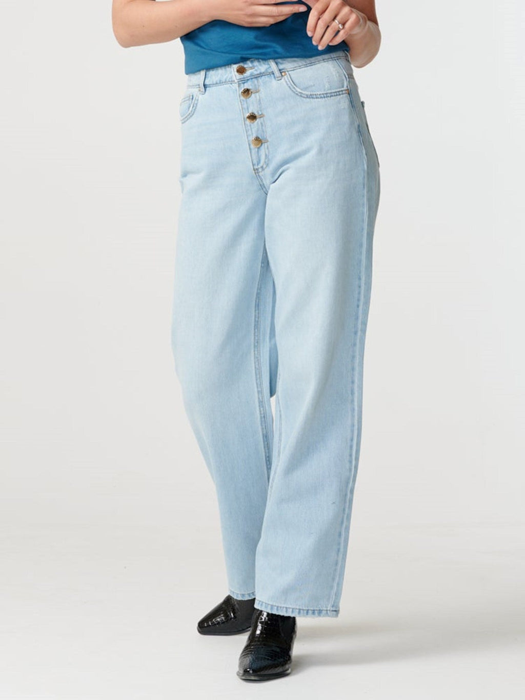 Jeans jugosos (pierna ancha) - azul claro azul