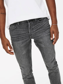 Jeans delgados de la vida de telar - mezclilla gris