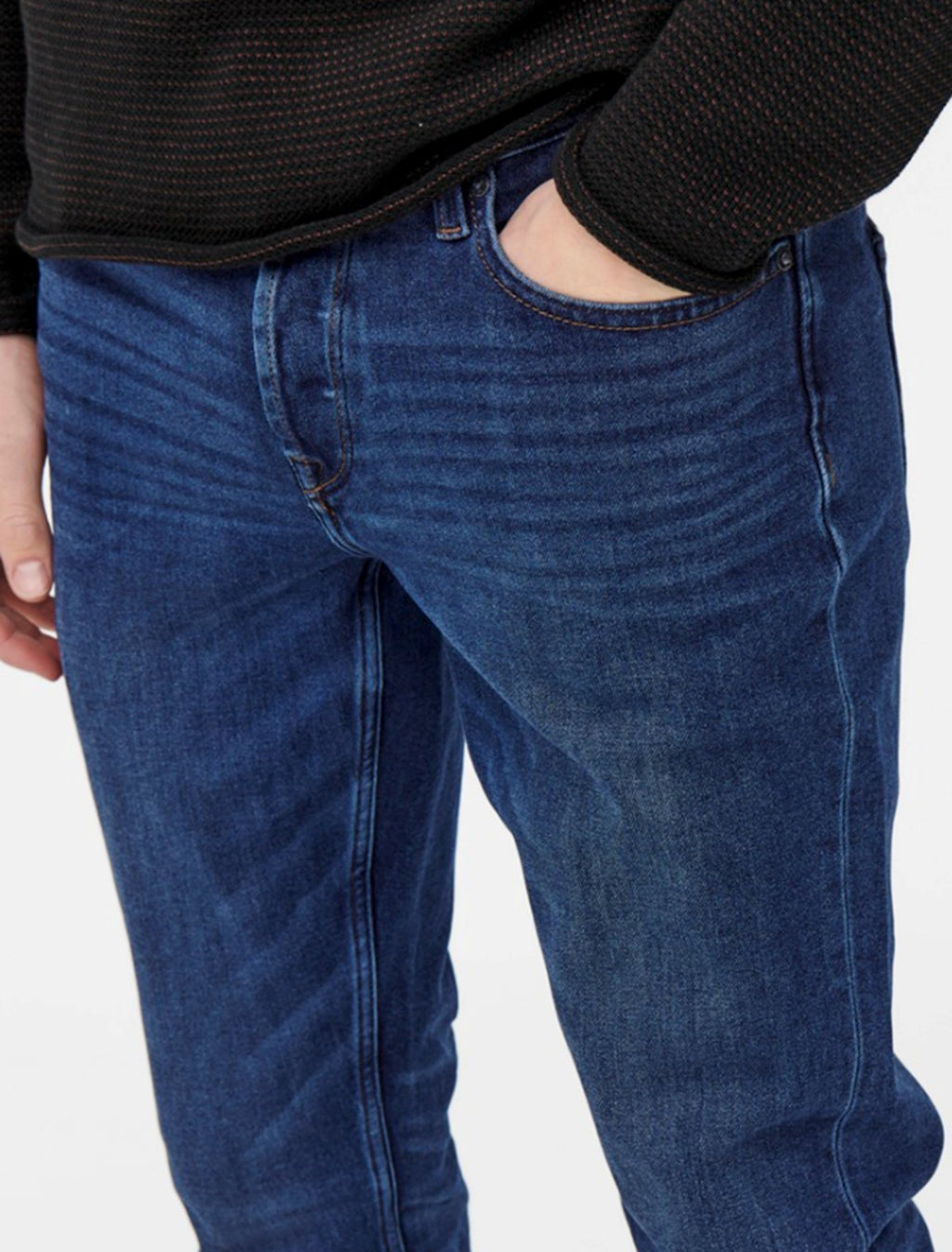 Jeans delgados de telar - mezclilla azul